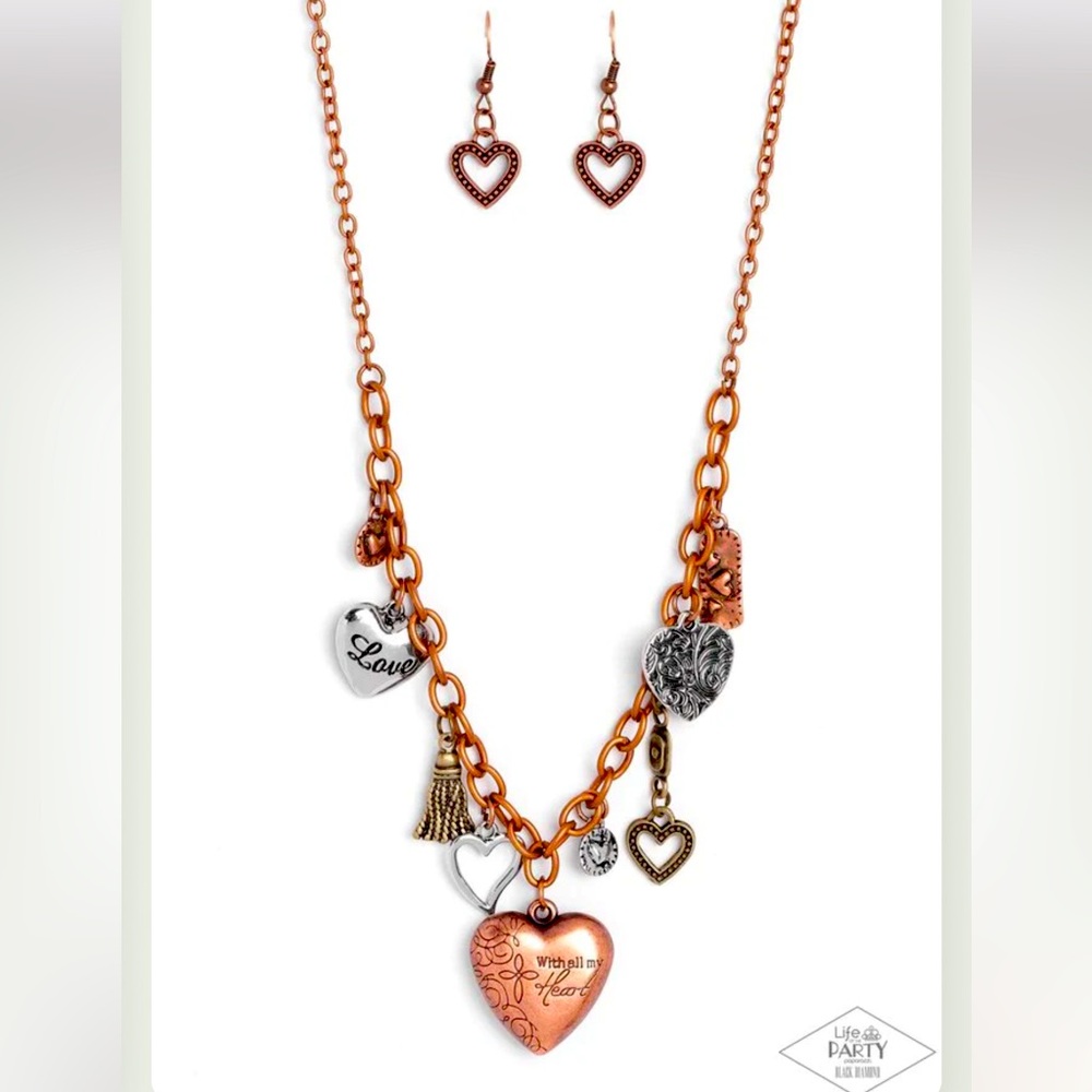 🤎🙏🤎 “HEART OF WISDOM” MULTI BRASS COPPER & SILVER CHARM NECKLACE - PAPARAZZI❗️ - Picture 3 of 5
